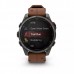 Умные часы GARMIN Fenix 8 Pro 47 мм (Sapphire, Carbon grey DLC titanium with Chestnut leather band) - AMOLED
