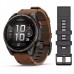 Умные часы GARMIN Fenix 8 Pro 47 мм (Sapphire, Carbon grey DLC titanium with Chestnut leather band) - AMOLED