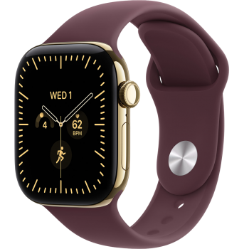 Умные часы Apple Watch Series 12 42mm Titanium Radiant Gold Case with Burgundy Sport Band (размер M/L)