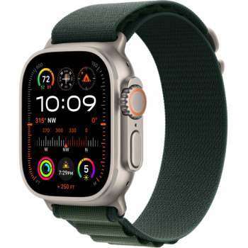 Умные часы Apple Watch Ultra 2 (2024) GPS + Cellular 49mm Natural Titanium Case with Dark Green Alpine Loop (размер L)