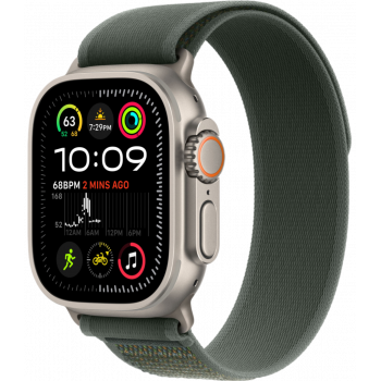 Умные часы Apple Watch Ultra 2 (2024) GPS + Cellular 49mm Natural Titanium Case with Green Trail Loop (размер M/L)