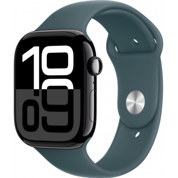 Умные часы Apple Watch Series 10 GPS 46mm Aluminum Jet Black Case with Lake Green Sport Band (размер S/M)