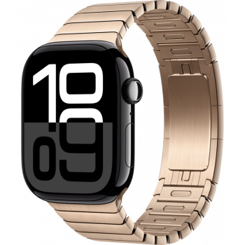 Умные часы Apple Watch Series 10 GPS + Cellular 46mm Aluminum Jet Black Case with Gold Link Bracelet