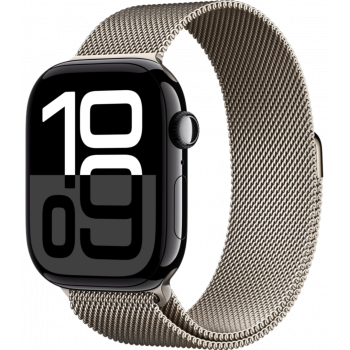 Умные часы Apple Watch Series 10 GPS + Cellular 46mm Aluminum Jet Black Case with Deep Natural Milanese Loop