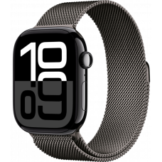 Умные часы Apple Watch Series 10 GPS + Cellular 46mm Aluminum Jet Black Case with Deep Slate Milanese Loop