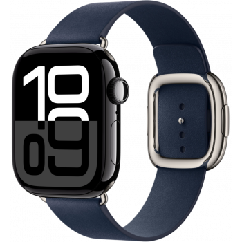 Умные часы Apple Watch Series 10 GPS + Cellular 46mm Aluminum Jet Black Case with Deep Blue Modern Buckle (размер L)