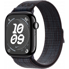 Умные часы Apple Watch Series 10 GPS + Cellular 46mm Aluminum Jet Black Case with Black/Blue Textile Nike Sport Loop