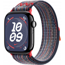 Умные часы Apple Watch Series 10 GPS 42mm Aluminum Jet Black Case with Blue/Red Textile Nike Sport Loop