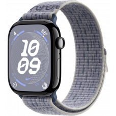 Умные часы Apple Watch Series 10 GPS + Cellular 42mm Aluminum Jet Black Case with Grey/Blue Textile Nike Sport Loop