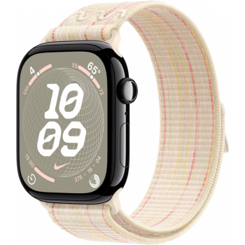 Умные часы Apple Watch Series 10 GPS + Cellular 42mm Aluminum Jet Black Case with Starlight/Pink Textile Nike Sport Loop