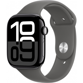 Умные часы Apple Watch Series 10 GPS 46mm Aluminum Jet Black Case with Stone Gray Sport Band (размер S/M)