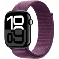 Умные часы Apple Watch Series 10 GPS 42mm Aluminum Jet Black Case with Plum Textile Sport Loop