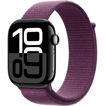 Умные часы Apple Watch Series 10 GPS + Cellular 46mm Aluminum Jet Black Case with Plum Textile Sport Loop