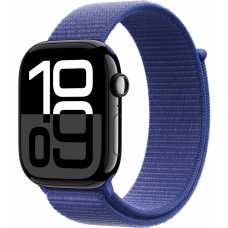 Умные часы Apple Watch Series 10 GPS 42mm Aluminum Jet Black Case with Ultramarine Textile Sport Loop