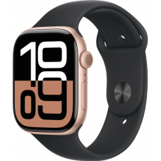 Умные часы Apple Watch Series 10 GPS 42mm Aluminum Rose Gold Case with Black Sport Band (размер S/M)