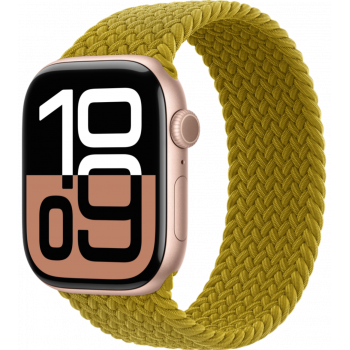 Умные часы Apple Watch Series 10 GPS 42mm Aluminum Rose Gold Case with Chartreuse Textile Braided Solo Loop