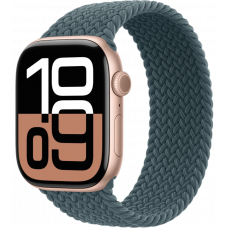 Умные часы Apple Watch Series 10 GPS + Cellular 42mm Aluminum Rose Gold Case with Lake Green Textile Braided Solo Loop