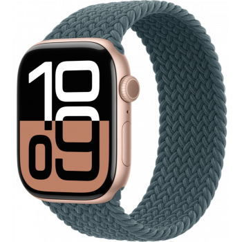 Умные часы Apple Watch Series 10 GPS + Cellular 46mm Aluminum Rose Gold Case with Lake Green Textile Braided Solo Loop