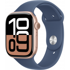 Умные часы Apple Watch Series 10 GPS 46mm Aluminum Rose Gold Case with Denim Sport Band (размер S/M)