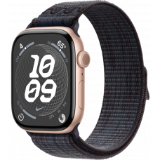 Умные часы Apple Watch Series 10 GPS + Cellular 42mm Aluminum Rose Gold Case with Black/Blue Textile Nike Sport Loop