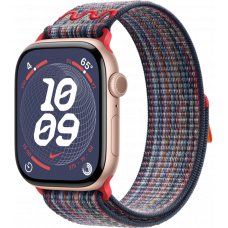 Умные часы Apple Watch Series 10 GPS 46mm Aluminum Rose Gold Case with Blue/Red Textile Nike Sport Loop