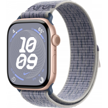 Умные часы Apple Watch Series 10 GPS 46mm Aluminum Rose Gold Case with Grey/Blue Textile Nike Sport Loop