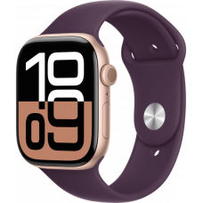 Умные часы Apple Watch Series 10 GPS + Cellular 42mm Aluminum Rose Gold Case with Plum Sport Band (размер S/M)