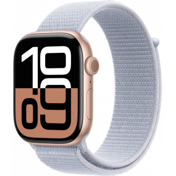 Умные часы Apple Watch Series 10 GPS + Cellular 46mm Aluminum Rose Gold Case with Blue Cloud Textile Sport Loop