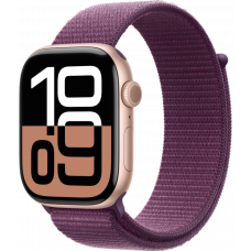 Умные часы Apple Watch Series 10 GPS 42mm Aluminum Rose Gold Case with Plum Textile Sport Loop