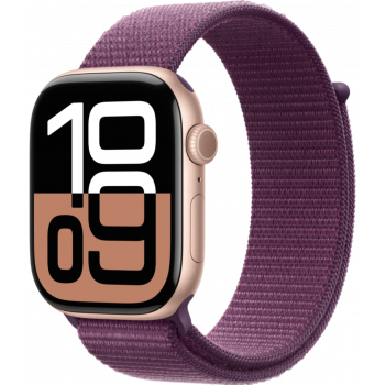 Умные часы Apple Watch Series 10 GPS + Cellular 46mm Aluminum Rose Gold Case with Plum Textile Sport Loop