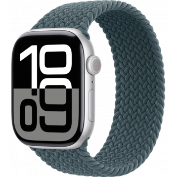 Умные часы Apple Watch Series 10 GPS + Cellular 42mm Aluminum Silver Case with Lake Green Textile Braided Solo Loop