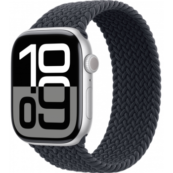 Умные часы Apple Watch Series 10 GPS + Cellular 42mm Aluminum Silver Case with Midnight Textile Braided Solo Loop