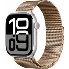 Умные часы Apple Watch Series 10 GPS 46mm Aluminum Silver Case with Deep Gold Milanese Loop