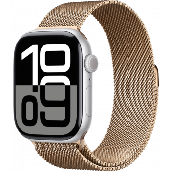 Умные часы Apple Watch Series 10 GPS 42mm Aluminum Silver Case with Deep Gold Milanese Loop