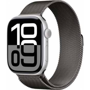 Умные часы Apple Watch Series 10 GPS 46mm Aluminum Silver Case with Deep Slate Milanese Loop