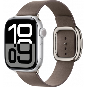 Умные часы Apple Watch Series 10 GPS 46mm Aluminum Silver Case with Dark Taupe Modern Buckle (размер M)