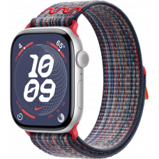 Умные часы Apple Watch Series 10 GPS + Cellular 46mm Aluminum Silver Case with Blue/Red Textile Nike Sport Loop