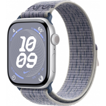 Умные часы Apple Watch Series 10 GPS 46mm Aluminum Silver Case with Grey/Blue Textile Nike Sport Loop