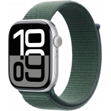 Умные часы Apple Watch Series 10 GPS 46mm Aluminum Silver Case with Lake Green Textile Sport Loop