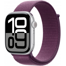 Умные часы Apple Watch Series 10 GPS 46mm Aluminum Silver Case with Plum Textile Sport Loop