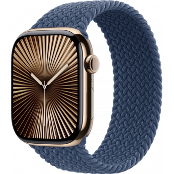 Умные часы Apple Watch Series 10 GPS + Cellular 46mm Titanium Gold Case with Denim Textile Braided Solo Loop