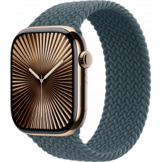 Умные часы Apple Watch Series 10 GPS + Cellular 46mm Titanium Gold Case with Lake Green Textile Braided Solo Loop