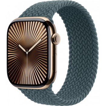 Умные часы Apple Watch Series 10 GPS + Cellular 42mm Titanium Gold Case with Lake Green Textile Braided Solo Loop