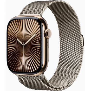 Умные часы Apple Watch Series 10 GPS + Cellular 42mm Titanium Gold Case with Deep Natural Milanese Loop