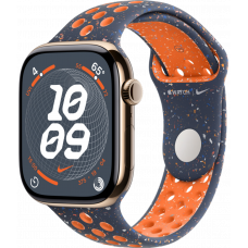 Умные часы Apple Watch Series 10 GPS + Cellular 42mm Titanium Gold Case with Blue Flame Nike Sport Band