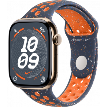 Умные часы Apple Watch Series 10 GPS + Cellular 42mm Titanium Gold Case with Blue Flame Nike Sport Band