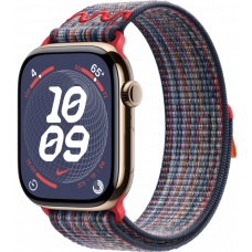 Умные часы Apple Watch Series 10 GPS + Cellular 46mm Titanium Gold Case with Blue/Red Textile Nike Sport Loop