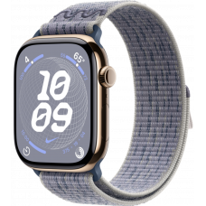 Умные часы Apple Watch Series 10 GPS + Cellular 42mm Titanium Gold Case with Grey/Blue Textile Nike Sport Loop