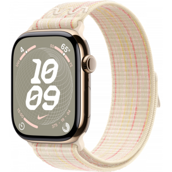 Умные часы Apple Watch Series 10 GPS + Cellular 46mm Titanium Gold Case with Starlight/Pink Textile Nike Sport Loop