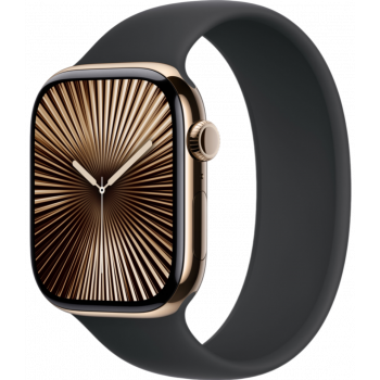 Умные часы Apple Watch Series 10 GPS + Cellular 46mm Titanium Gold Case with Black Solo Loop Band